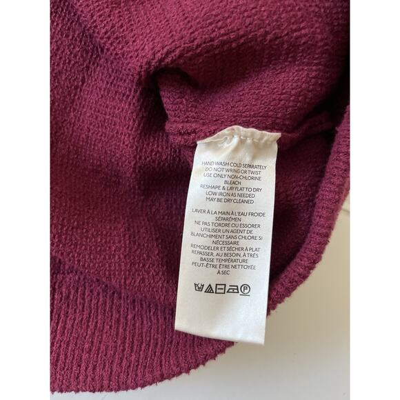 Free People Ottoman Slouchy Tunic Sweater Women XL Burgundy Red Ribbed Oversized - Picture 8 of 12